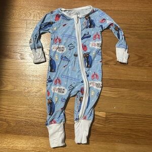 Greys anatomy bamboo double zip pajamas sleeper pjs